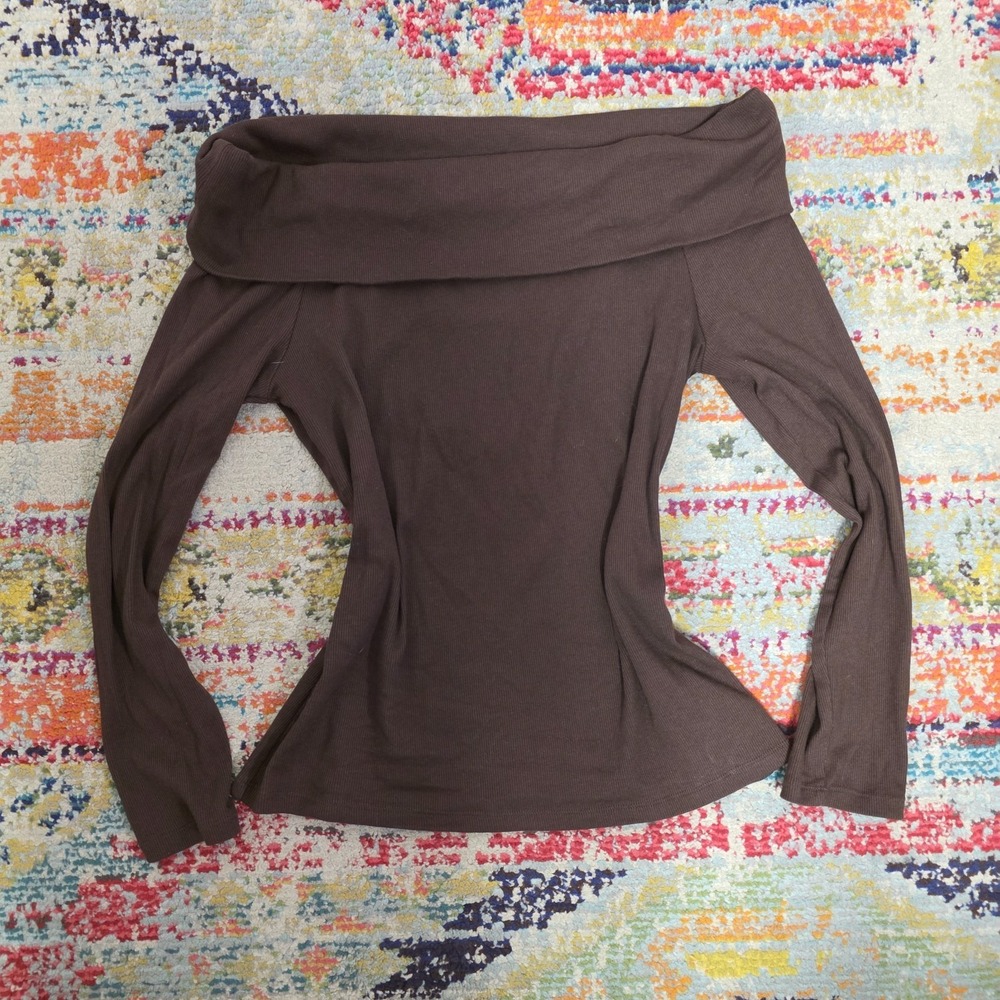 Gap Brown Off Shoulder Sweater Size L Y2K Forest‎ Fairy Whimsigoth Long Sleeve